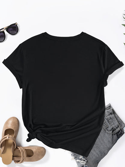Mom Grandma Print Crew Neck T-shirt, Casual Short Sleeve Top For Spring & Summer, Women's Clothing