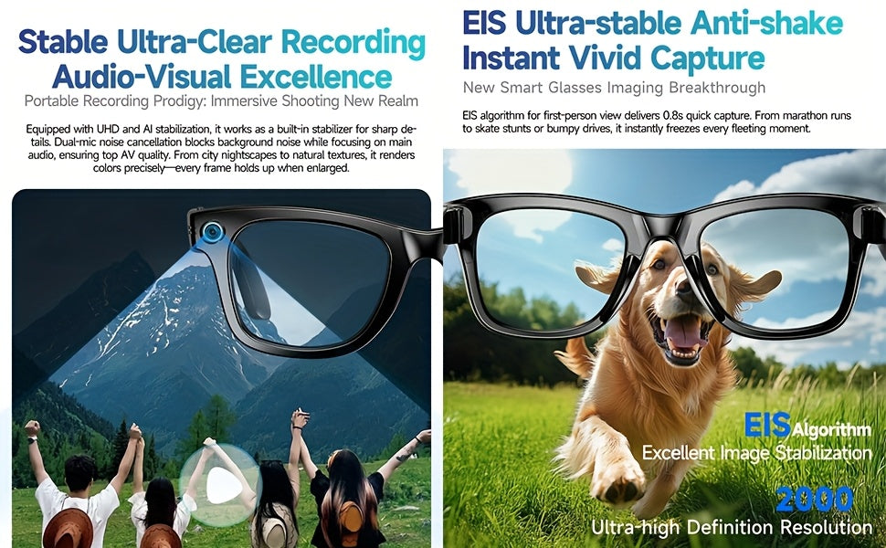 AI Smart Glasses 2025 New Voice Smart Glasses, High-definition 8 Million Camera, Intelligent Real-time Translation, Wireless Call Music Playback And Smart Glasses, Smart Camera Glasses with Multiple Languages, Suitable for iP