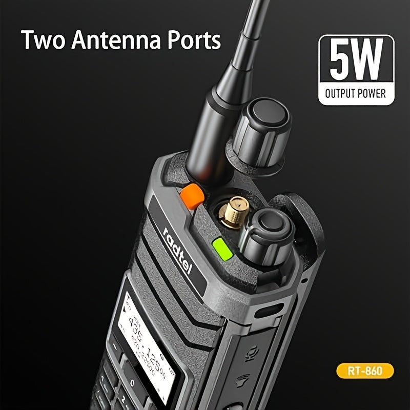 2pcs Radtel RT-860 Ham Radio - Long Range Two-Way Radio with 1024 Channels, NOAA Weather Alerts, Dual HF/VHF/UHF Bands, CB/SSB, Type-C Fast Charging, Aviation AM Receiver, for Ham Radio, Aviation, Emergency, Outdoor, Construc
