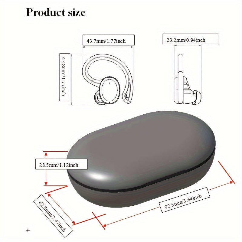 Q38 Wireless Earbuds, Wireless Headphones With HD Mic, Stereo Noise Cancelling Earbud, 48H Wireless Headphones Dual LED Display, Sport Wireless Earphones With EarHooks, USB-C