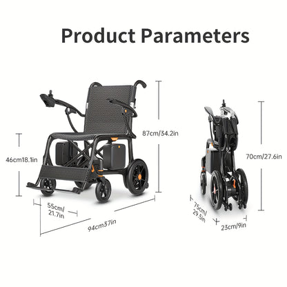 100% Carbon Fiber Electric Wheelchair 28lbs Ultra-Light Foldable No Assembly Required Dual Batteries 28-Mile Range All-Terrain Capable And FAA Approved