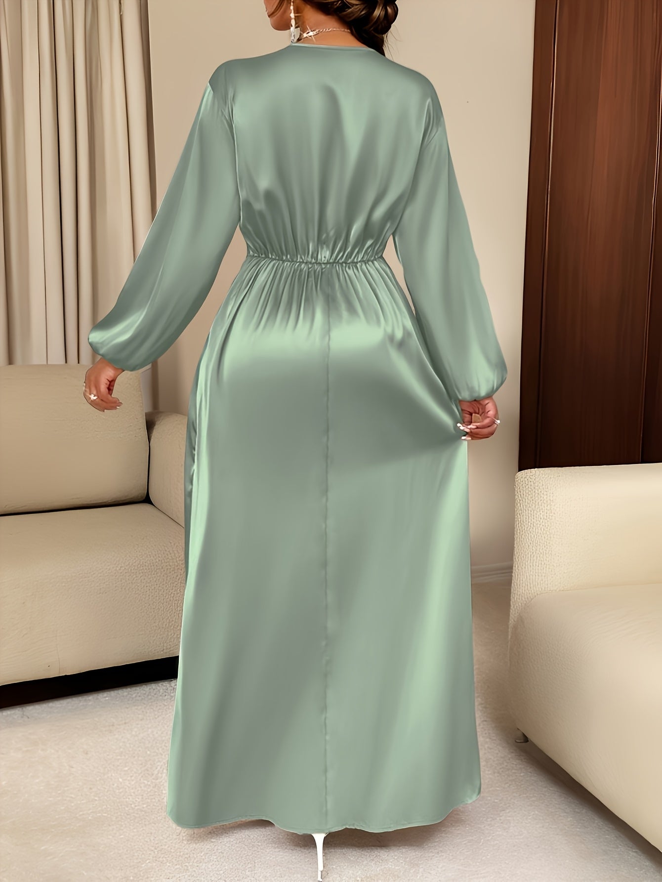 Women's Solid Color Simple Pleated Design Everyday Satin Dress, High-End Fashion Wedding, Engagement, Bridesmaid Dress, Evening Gown