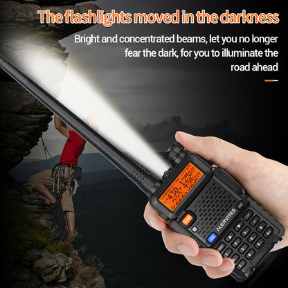 2-Pack ALERVITES Multi-Band Ham Radio Handheld - Remote Walkie-Talkies with AT-5RX Upgrade Technology, Portable Two-Way Radios for Adults, Camping, Hiking, Travel, Frequency Copy, Airband Compatible, USB Rechargeable, Black,