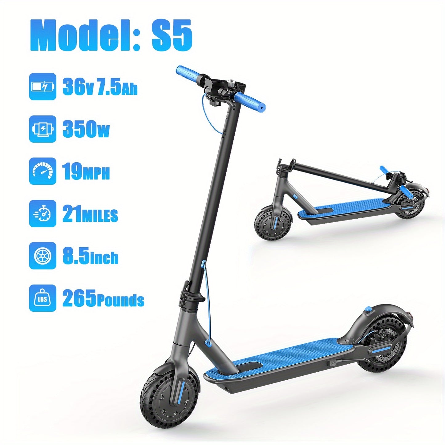 500W Folding Ebike, 48V 10Ah Removable Lithium-Battery, Stylish 14" Foldable Commuting Electric Bicycle For Women & Men/S5-350W Commuter Scooter (Without Seat)