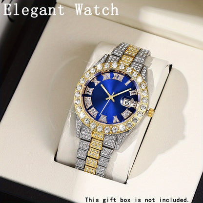 6pcs/ set Men Watch, Luxury Men Watches, Alloy Watch Strap Watch for Men, Quartz Watch, Calendar Adjustable, Work and Daily Decorationfor Casual Attire, Hristmas Present Halloween GiftIdeal Choice for Gifts Wrist Watch, Reloj