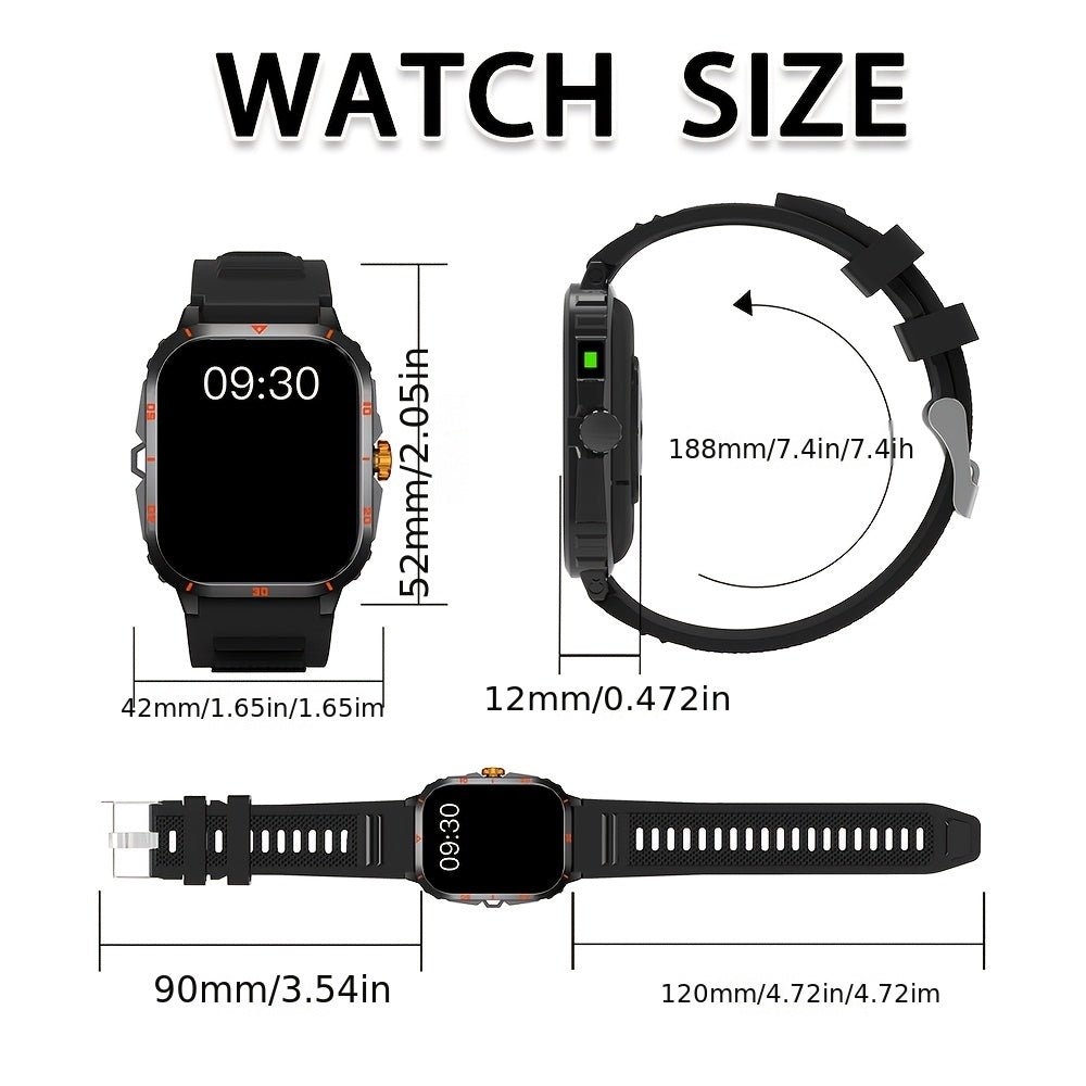 ERUN Smart Watch for Men & Women - 2.01" HD Display, Wireless, Call/Text Alerts, Music Control, Camera Remote, LED Light, Alarm Clock, Calculator, Multiple Sports Modes, Compatible with for iphone & Android, Black Sporty Desi