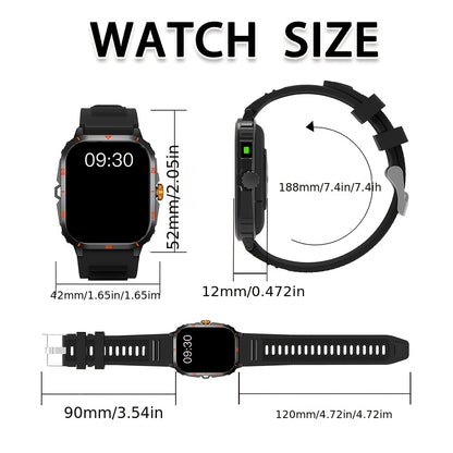 ERUN Smart Watch for Men & Women - 2.01" HD Display, Wireless, Call/Text Alerts, Music Control, Camera Remote, LED Light, Alarm Clock, Calculator, Multiple Sports Modes, Compatible with for iphone & Android, Black Sporty Desi