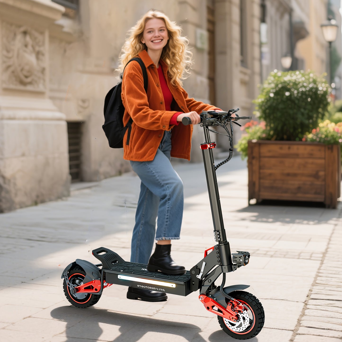 Folding Electric Scooter for Adults with 10" Off-Road Tires, Long-Range 48V18Ah Battery, Dual Braking & Shock Absorption, Supports 264.55LB Load, Portable Mobility, Urban Commuting, Sleek Mobility, Compact Design, Highperform