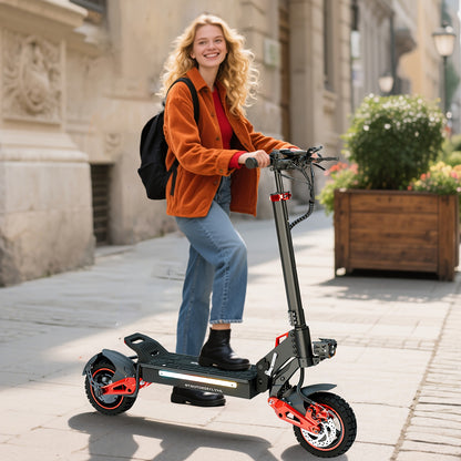 Folding Electric Scooter for Adults with 10" Off-Road Tires, Long-Range 48V18Ah Battery, Dual Braking & Shock Absorption, Supports 264.55LB Load, Portable Mobility, Urban Commuting, Sleek Mobility, Compact Design, Highperform
