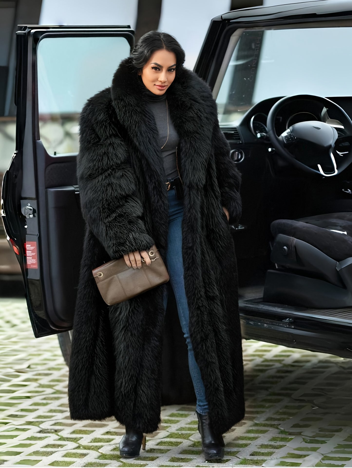 FHILLINUO Chic Women'S Faux Coat | Long Length, Solid Color, Single Breasted, with Pockets, Comfortable and Warm for Fall/Winter