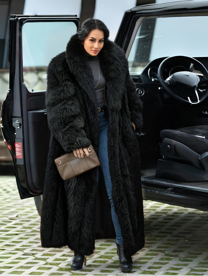 FHILLINUO Chic Women'S Faux Coat | Long Length, Solid Color, Single Breasted, with Pockets, Comfortable and Warm for Fall/Winter