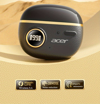 ACER TWS Wireless Earbuds with Deep Bass Stereo + Call Noise Cancellation, Long-Lasting Comfort, HIFI Sound, Lightweight Touch Design, Classic Retro Style, Non-Painful Wear for Sports, Running, Learning, Business, Music - Chr