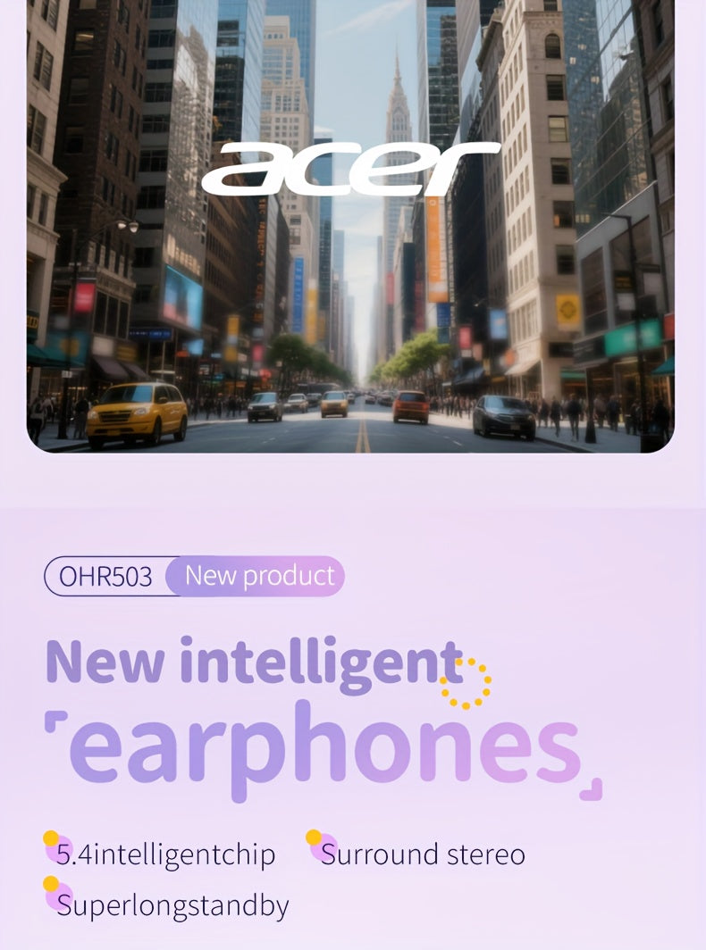 [ACER Official Authentic Product] TWS Wireless Earbuds Deep Bass Stereo Sound Cute Macaron Colors Extra-Long Battery Life In-Ear Design for Sports/Running Low-Latency Gaming Mode Hi-Fi Audio Lightweight Touch Control Stylish