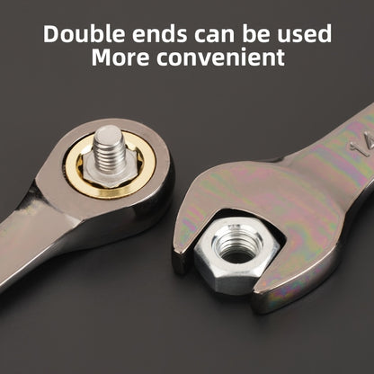 8pcs Black nickel ratchet wrench set, fixed head dual head dual-use wrench, 72 teeth industrial use, CRV steel material, industrial wrench, sturdy and durable, suitable for industrial tools such as motorcycle, car maintenance