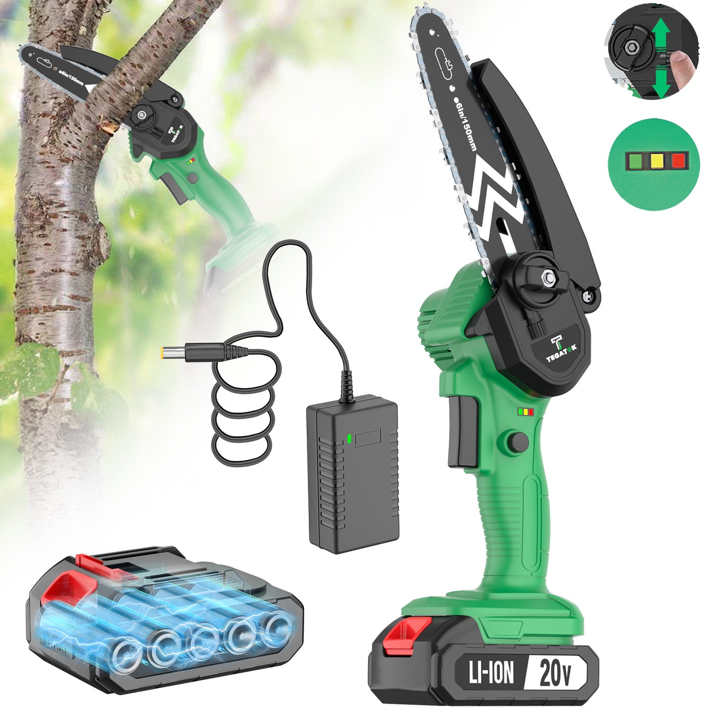 12 Inch Wireless Electric Chainsaw, Equipped With Large Capacity Battery And Fast Charger, Brushless Motor, Portable Handheld Pruning And Shearing Machine, Suitable For Home And Gardening Use