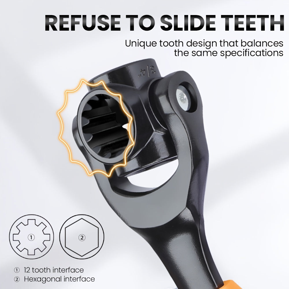 AIRAJ Multi-functional Socket Wrench Head 360 Degree Rotation Automatic Locking Hardness High Torque High Not Slip Gear Applicable Scope Is Wide, Can Be Used for Maintenance, Car Maintenance, Bicycle Maintenance, Bicycle Repa