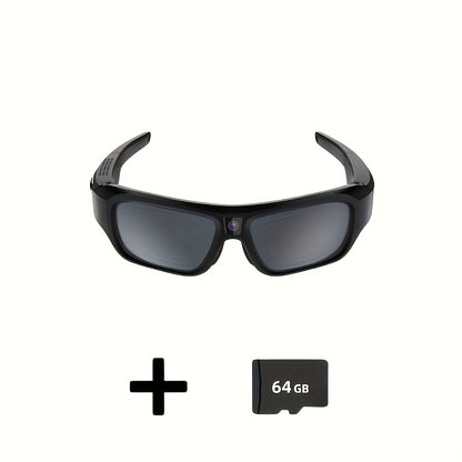 4K Ultra Clear Smart Video Glasses, Wide-angle 120 °, 120 Minute Battery Life, USB Charging, Very Suitable For Cycling, Driving, Hiking, Traveling, Mountaineering, Exploration, Fishing Travel, Including 64GB Storage Card, Re