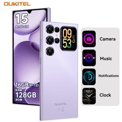 [T-Mobile ]OUKITEL C62 Android 15 Mobile Phone, 16GB + 128GB Globally Unlocked Version, 6.88" 90Hz Display, 1.81" Rear Screen, 5150mAh, 13MP + 5MP/dual SIM Card/fingerprint/facial Recognition, Perfect Festive Gift, Fashionabl