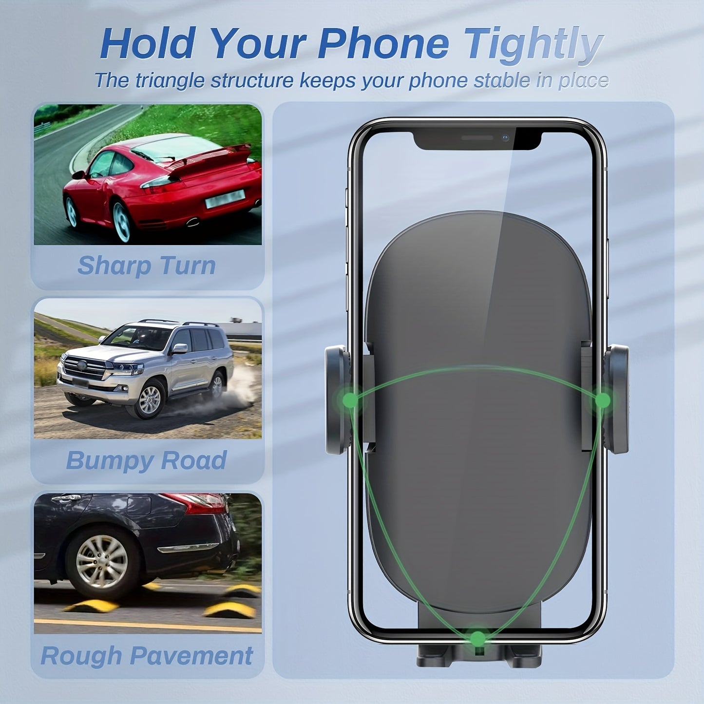 Solid Car Truck Phone Mount Holder with Gooseneck Long Arm, Mobile Holders w/Industrial-Strength Suction Cup, Anti-Shake Stabilizer