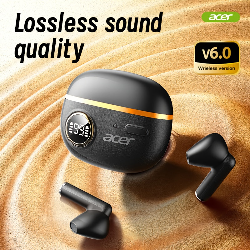 [Acer] 2025 new model back-to-school season TWS Wireless Headset Heavy Bass Stereo + Talking Noise Cancellation Ultra Long Lasting Sports Running In-Ear Low Latency Gaming Mode HIFI Audio Lightweight Touch Design Stylish Desi