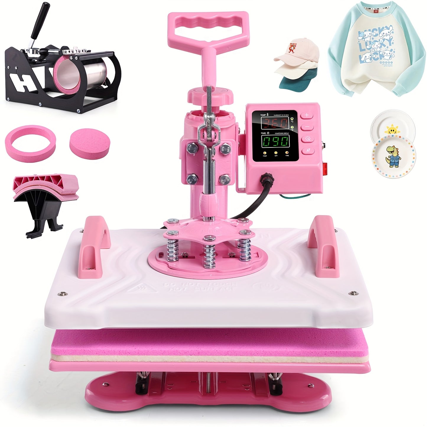 5in 1/8in 1 Hot Press, 15 "x12" T-shirt Press, 360-degree Rotation, Multi-functional Sublimation Hot Press, for T-shirts/cups/LIDS/plates/DIY, Drinkware Personalization, Multi-Surface Printing, Rotary Transfer Press, Multi-Fu