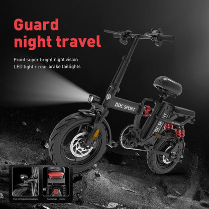 Discover Without Limits: 700W Collapsible Electric Bicycle for Grown-Ups. Reach Speeds of 20MPH And Travel Up to 35 Miles on a 48V Battery. Conquer 25° Inclines, Support Up to 385 Pounds, And Enjoy a Comfortable Ride with Ef