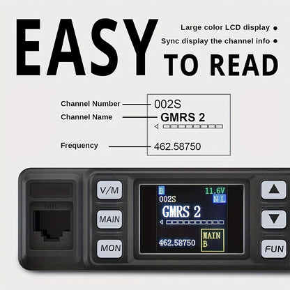 ABBREE 20W GMRS Mobile Radio for Car - Long Range Two Way Radio with Cigarette Lighter Plug, 500 Channels, VOX, Display Sync, UHF Frequency for Off-Road Overlanding 4x4 Vehicles, Vehicle Communication Device | Rugged Design |