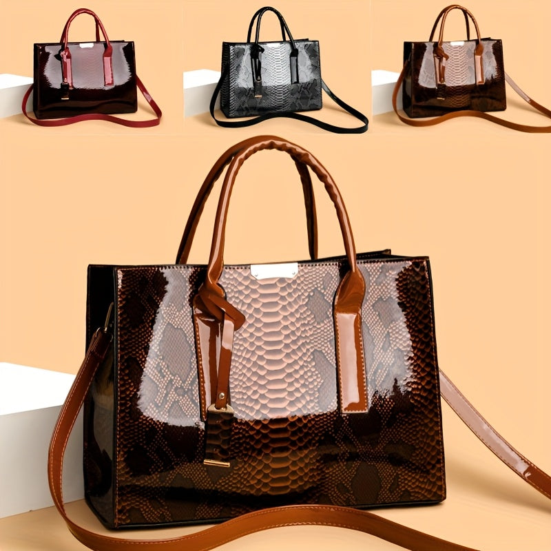 Women'S Large Capacity Elegant Handbag with Detachable Strap & Golden-Tone Hardware - Structured Tote, Golden-Tone Hardware & Zipper Closure