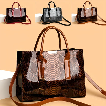 Women'S Large Capacity Elegant Handbag with Detachable Strap & Golden-Tone Hardware - Structured Tote, Golden-Tone Hardware & Zipper Closure