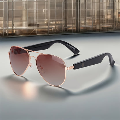 2025 AI Translation Glasses: Real-Time 100+ Languages, Wireless Wireless, Built-in Mic/Speaker, HD Voice & Music, AI Voice Control, Camera, Blue Light Protection, Magnetic Charging, Dual Sound - Stylish for Office, Fitness, H