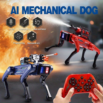 Intelligent Robot Dog with Voice Control, Interactive Discovery, Music & Dance, Mechanical Arm, Red Spray Function, Blue Launch Function, Stimulates Curiosity, Usb Rechargeable