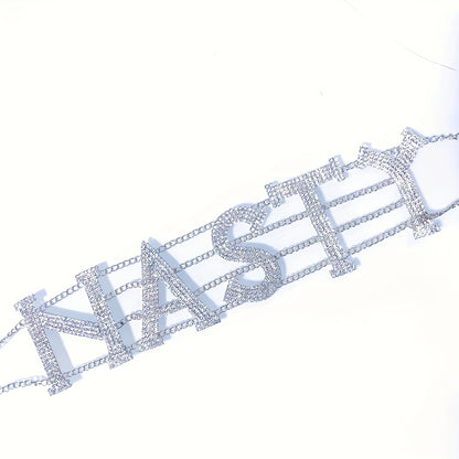 1pc European and American style NASTY letter necklace exaggerated rhinestone claw chain fashionable sexy punk neckline Women's style