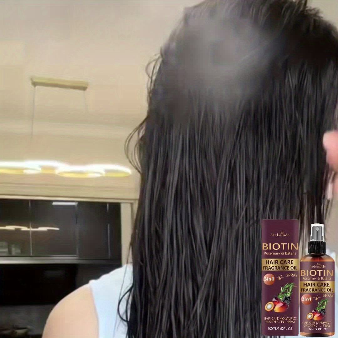 Set of 2 No-Rinse Hair Serum Oil Sprays Featuring Batana And Rosemary, Designed for Quick Volumizing, Smoothing, And Frizz Management. Eliminate Dryness And Split Ends While Providing Heat Protection, Addressing Various Hair