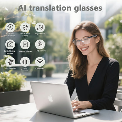 AI Smart Translation Glasses, Supporting 164 Languages, Polarized Lenses, Built-in Microphone Speaker, AI Voice Assistant, Compatible With IOS/Android, Suitable For Both Men And Women, Halloween Gifts