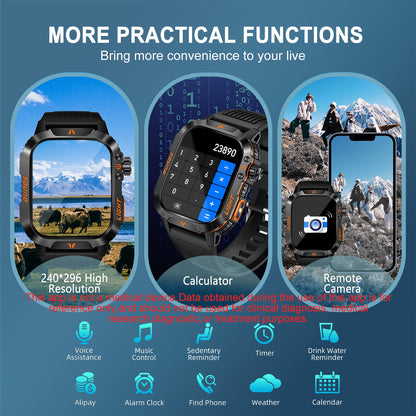 QTLJJBY Outdoor Sports Smartwatch with One-Touch Call Answering/Dialing, Message Notifications, Multiple Sports Modes, Activity Tracker (Calorie, Pedometer), Flashlight, 600mAh Battery, IP68 Waterproof, Couple's Watch, Perfec