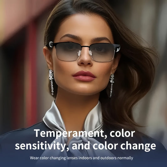 New Smart Glasses with Auto-dimming Lenses That Automatically Change Into Under Sunlight, Built-in Microphone And Speaker, HD Voice Call And HIFI Sound Quality, DrivingAnd Everyday Home Wear, Perfect for Holiday Gifts