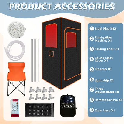 Sauna Room/Portable Electric Sauna Tent - Foldable Full-Size/Outdoor Steam Bath Box, Shower, Equipped With High-Temperature Steam Generator, Leak-Proof And Dry-Proof System - Heavy-Duty Model For Gym Spa - Includes 1/2 Steam