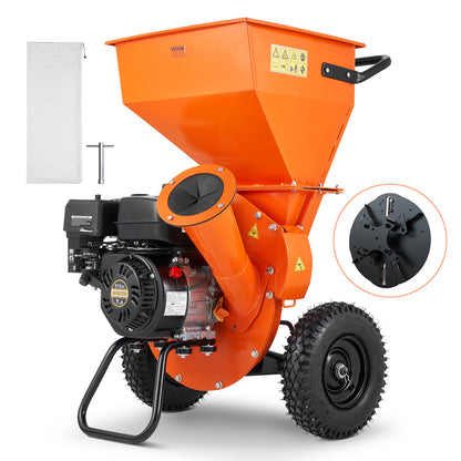 VEVOR Wood Chipper Shredder Mulcher 7HP Heavy Duty Gas Powered 3” 212cc/ 420cc, 4.1kw/4.1kw