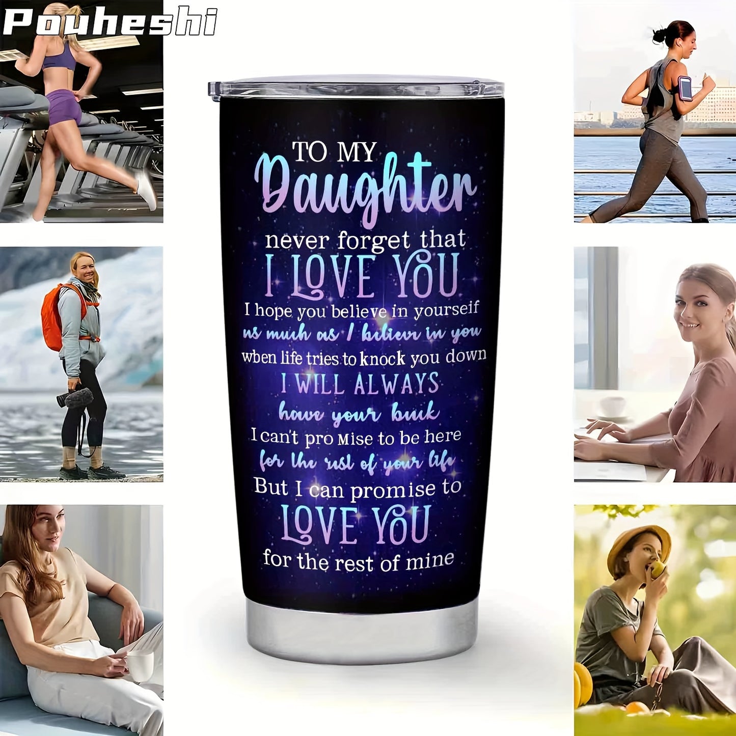 1pc/20Oz Themed Water Cup for Daughter, Holiday Gift, 3D Printed Water Bottle, with Straw Or Direct Drinking, Gift Cup, Car Travel Tumbler, Suitable for Gifting to Daughter, Personalized Cup, Commemorative Water Cup, Kitchen