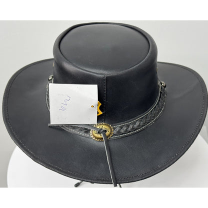 Black Western Style Genuine Cowhide Cowboy Hat – Shapeable Wide Brim for Men & Women