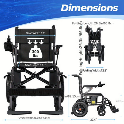 HOMYKING Ultra-Lightweight Electric Wheelchair, 360° Flexible Joystick Control, One-Second Foldable Design, 17-Mile Range, 3.5 MPH Max Speed - Perfect For Adults & Seniors - Ideal For Travel & Home Use