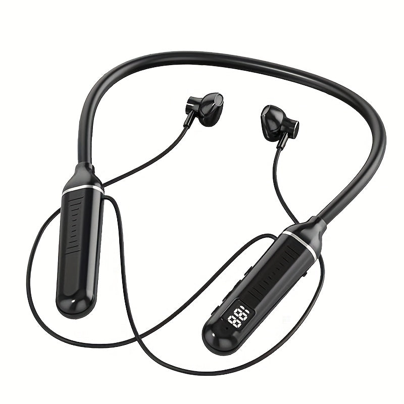 Long Lasting Battery Earbuds All-Day Audio Playback, 5.3 Wireless Neckband Headphones with Digital Charge Display, C Charge, Magnetic Suction Earphones for Sports, Running, Music, Workout, Headset In Ear with Mic Noise Cancel