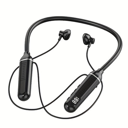 Long Lasting Battery Earbuds All-Day Audio Playback, 5.3 Wireless Neckband Headphones with Digital Charge Display, C Charge, Magnetic Suction Earphones for Sports, Running, Music, Workout, Headset In Ear with Mic Noise Cancel