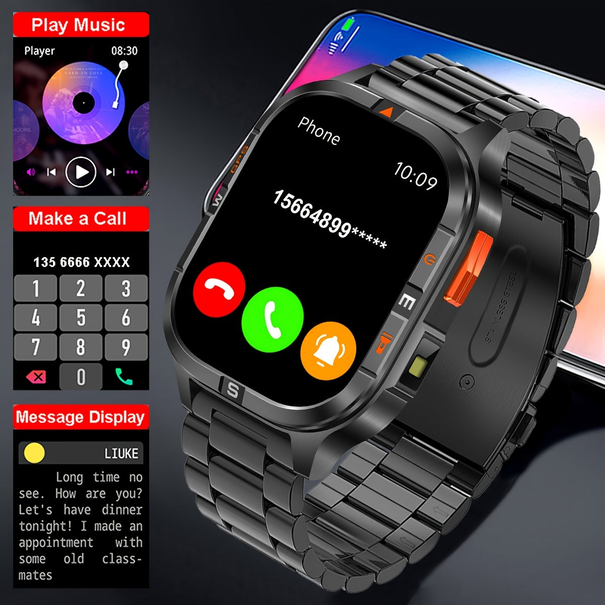 COIUSOR GPS Smartwatch with 2.01" Large Screen, Battery, Wireless Calling, 100+ Sports Modes, Compass, Altitude & Barometer, Weather Forecast, Message Alerts - Perfect Gift for Fitness Enthusiasts, Fitness Tracker, Sleek Watc
