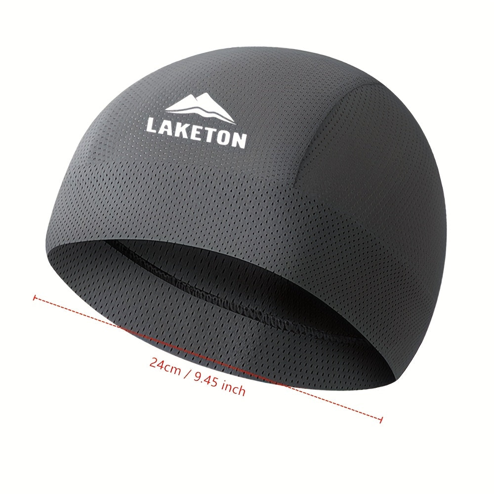 3pcs Men'S Lightweight, Breathable Running Caps - High Elastic, Quick-Dry, Moisture-Wicking for Outdoor Sports & Cycling, Black with White Logo, Sports Headgear | Modern Knit Cap | Stretchable Fabric