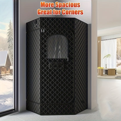 Home Portable Full Body Sweat Box Sauna Room Pentagonal Sauna Tent Gym With 1500W 3L Steam Pot Remote Control Chair