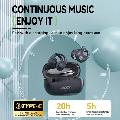 [Acer 2025 New Model]Acer OHR555 TWS Wireless Earphones, Shocking Bass, Call Noise Reduction, Ultra Long Standby, Low-latency Gaming, All-day Comfort, Lightweight Touch, Stylish Appearance, Study/Business/Travel/Sports/Music,