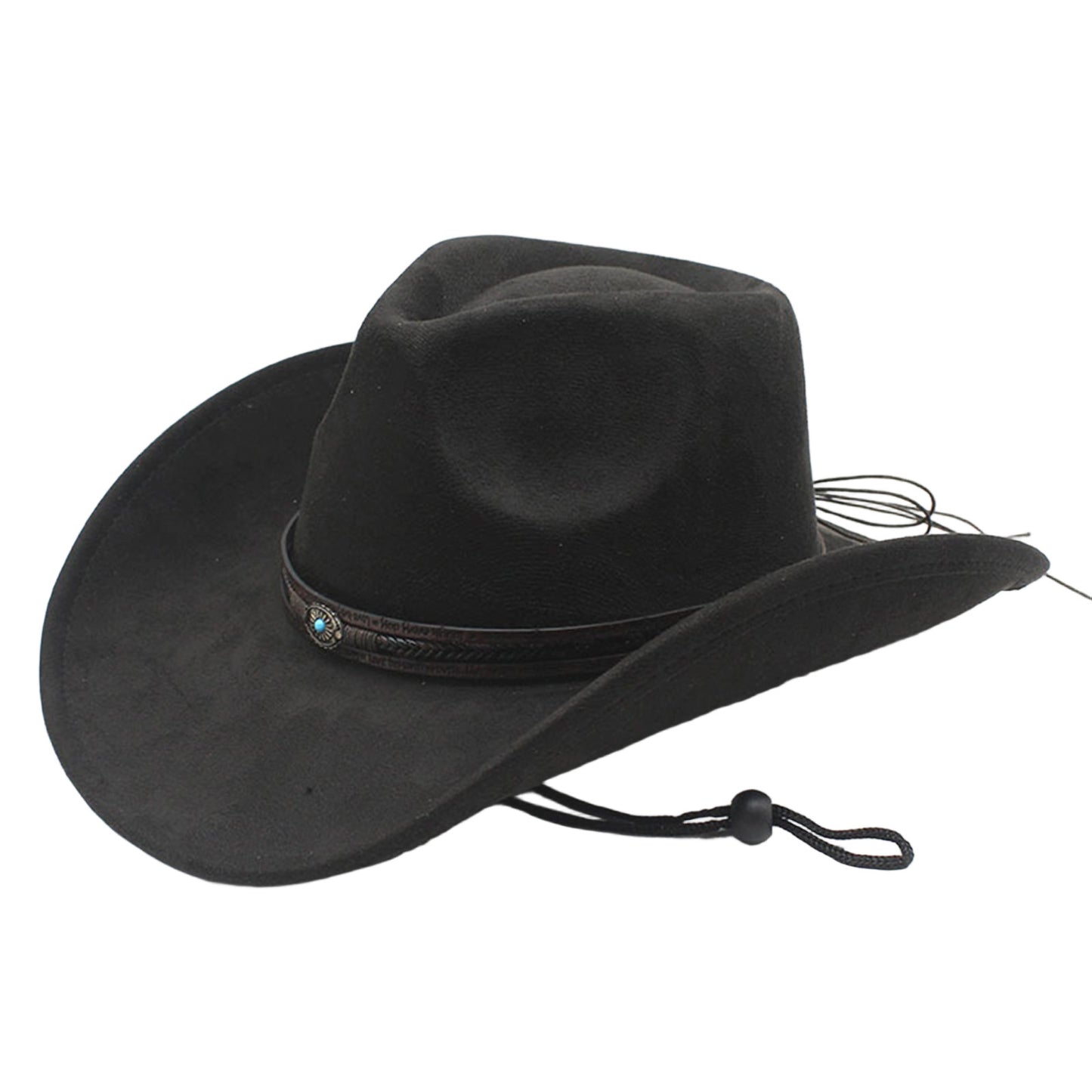 Women Men Western Hat Stylish Decorative Belt Felt Cowgirl Hat Wide Brim Jazz Cap | Ideal for Daily Life and Party, Suede Material, Dry Clean Only