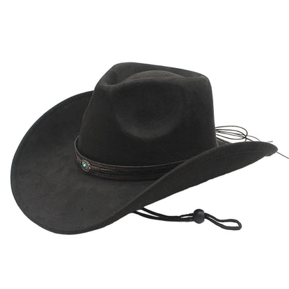 Women Men Western Hat Stylish Decorative Belt Felt Cowgirl Hat Wide Brim Jazz Cap | Ideal for Daily Life and Party, Suede Material, Dry Clean Only