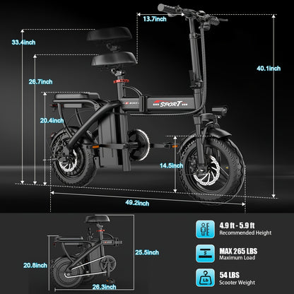 Two Options Available: Z6 48V Electric Bicycle & K8 36V Electric Scooter | 500W Dual Motor | 19MPH Speed | Folding Design+Removable Basket | Available in Both Sitting Positions/ Single Seat | Turn Signal Functionality | UL Ce